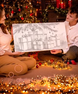 Weihnachten voller Punkte und Freude. ✨ Ein Punktmalerei-Bild, Geschenke unterm Baum und magische gemeinsame Momente. So...